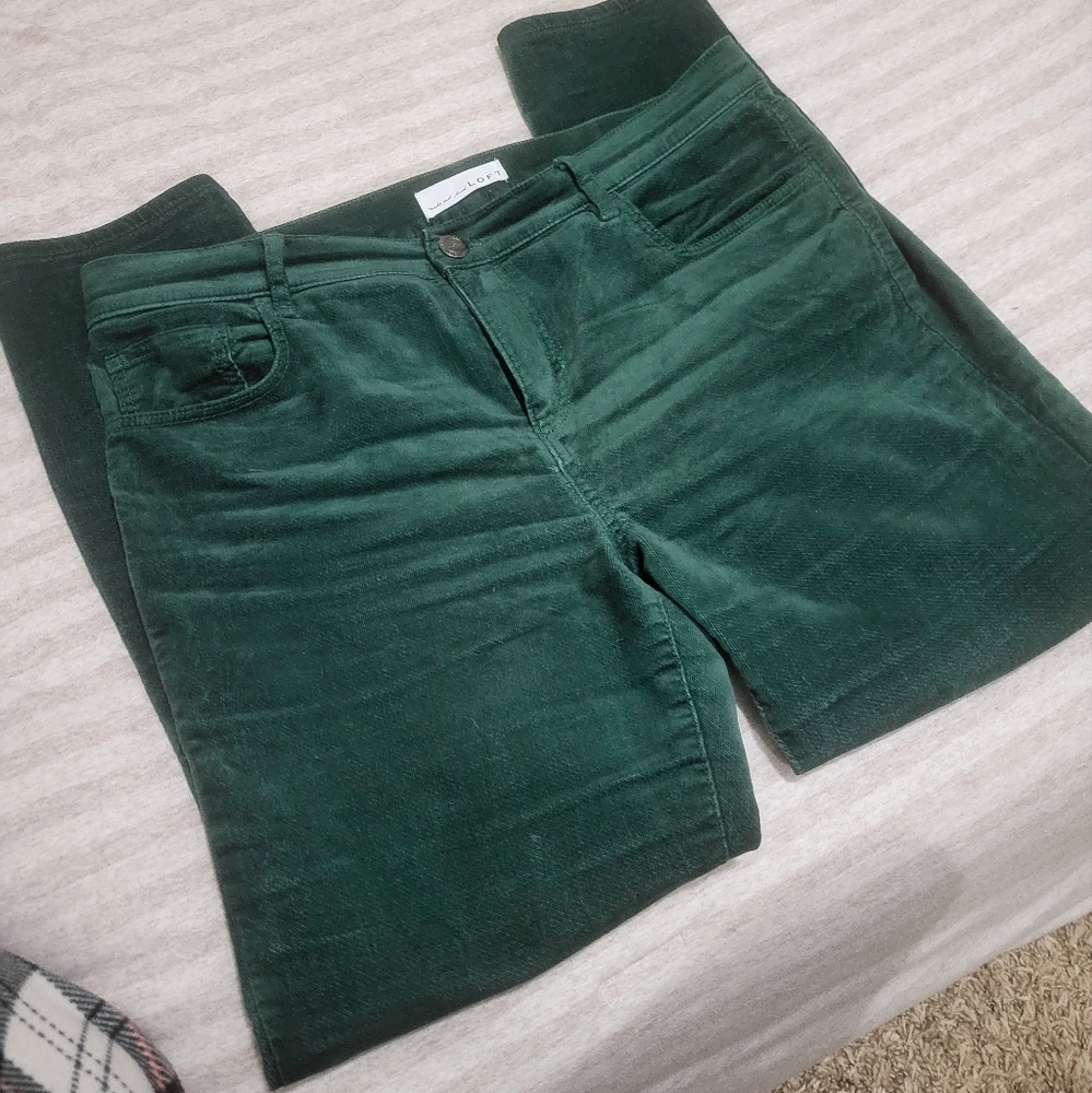 Dark green velvet pants, The Loft, sz 10